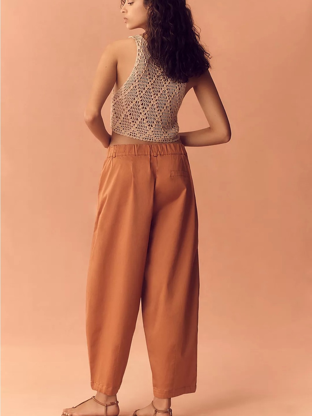 Anthropologie Maeve Curve Barrel Pants Poplin Terracotta Orange Medium - Picture 2 of 13